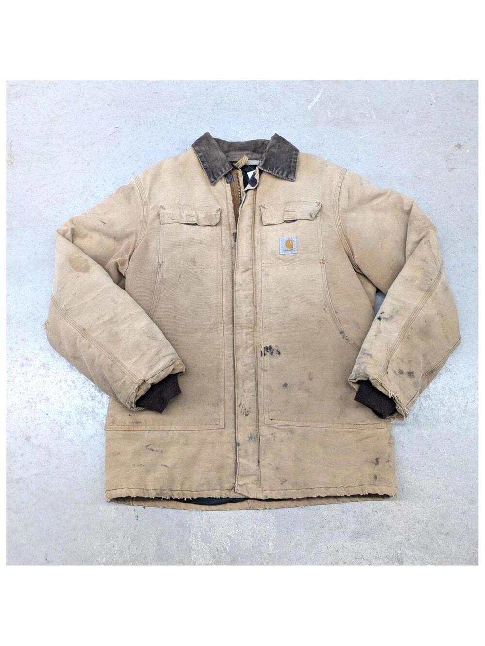 Vintage 90s Made USA Carhartt 421 Work Wear Jacket Lined